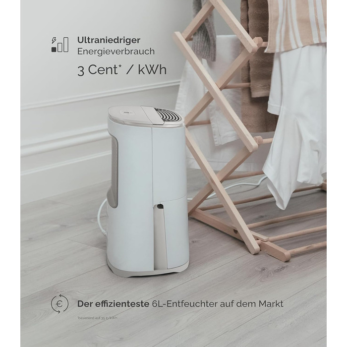 Зволожувач повітря MeacoDry Arete One 6L з очищувачем повітря | Компактний, тихий (32 dB), для спалень, невеликих приміщень та квартир | Фільтр HEPA H13 | Об'єм бака 1.8L