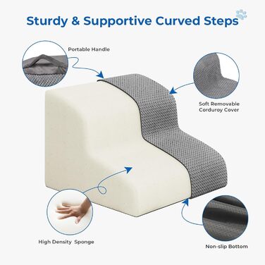 Сходинка для собак, 2 сходинки, 30 см, для маленьких собак та котів, миється, неслизька, сіра