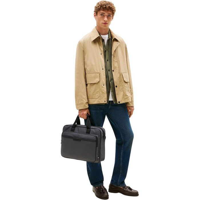 Сумка для ноутбука Tommy Hilfiger Repreve з ременем для візка, чорна (Black/Dark Grey)