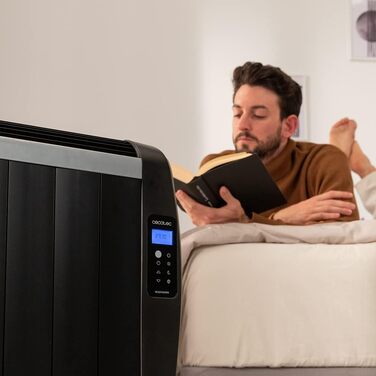 Cecotec ReadyWarm 2000 Thermal Black Flat Radiator with Remote Control. 10 heating ribs and 1500W, LCD display, programmable timer, temperature selection, 15 m² range and maximum safety with 10 elements in black.