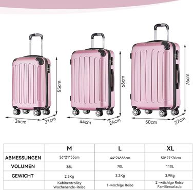 Набір валіз Beibye 2045 з трьох валіз на колесах, з жорстким корпусом, 20 кольорів (темно-зелений, принцесса-рожевий)