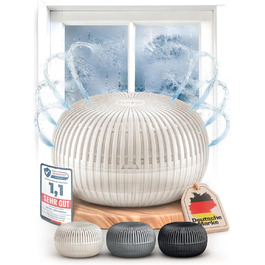 Безструменевий осушувач повітря Flow для кімнат до 25 м² з гранулами осушувача 450г - для комфортного мікроклімату (кремовий)