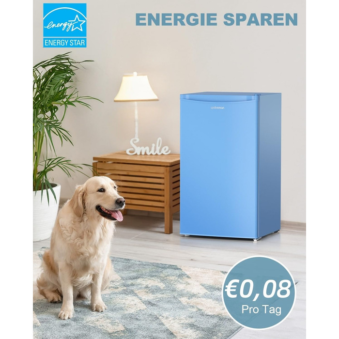 Upstreman 91L Міні-холодильник з функцією швидкого охолодження, 5 температурних режимів (1-8°C), енергоефективний, 41 дБ, компактний та місткий для студентського гуртожитку/офісу, BR321- (Блакитний)