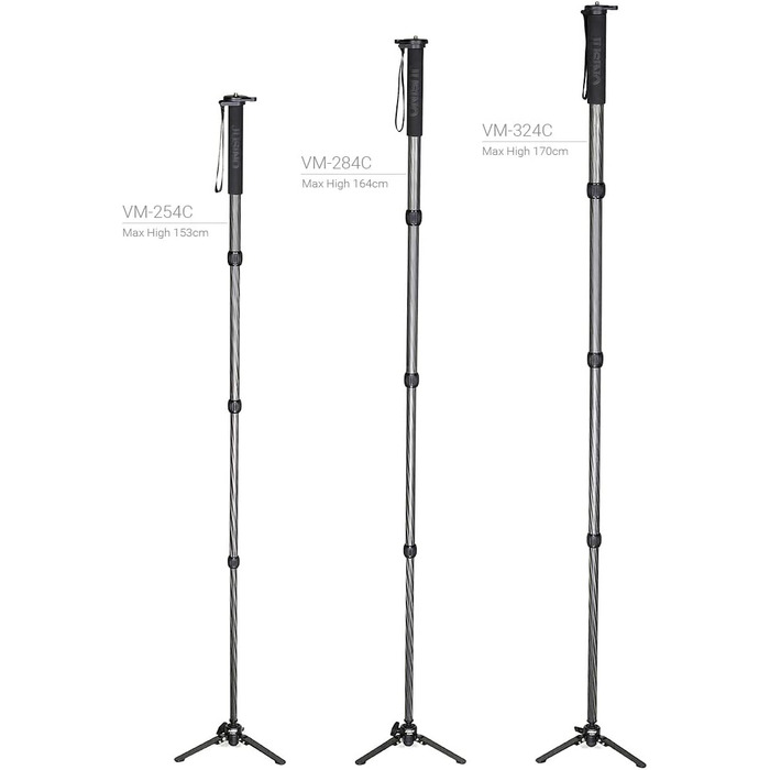 Монопод JUSINO Karbon з регульованою висотою до 170 см та стійким столиком, вантажопідйомність 12 кг (VM-324C)