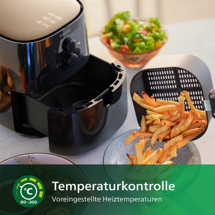 Фритюрниця без олії Philips Essential Airfryer 4,1 л, чорна, Rapid Air, контроль температури, додаток HomeID