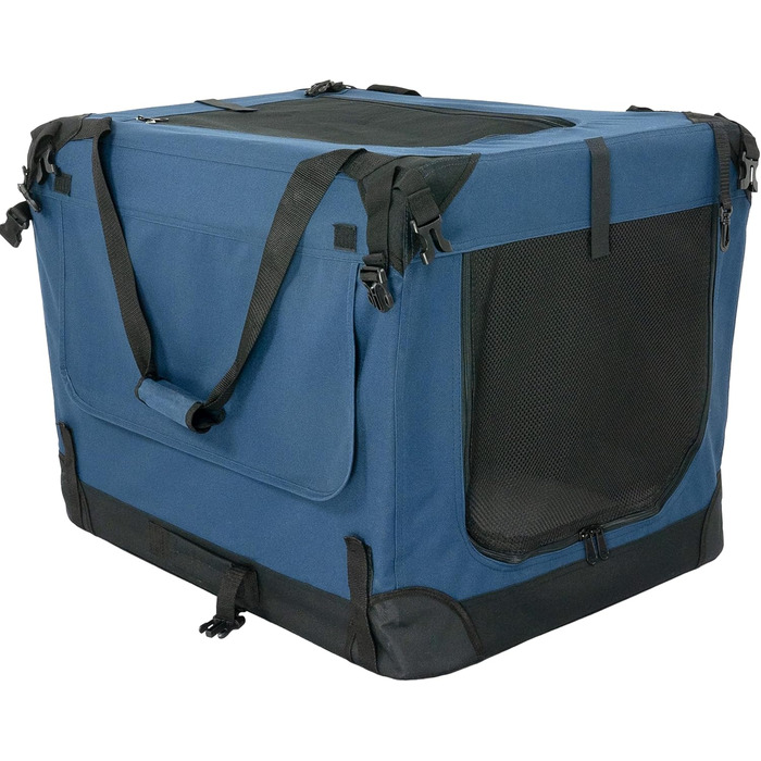Foxdevil Складана переноска для собак та котів середніх розмірів – переноска для тварин у машину та в дім (M, Синій)
