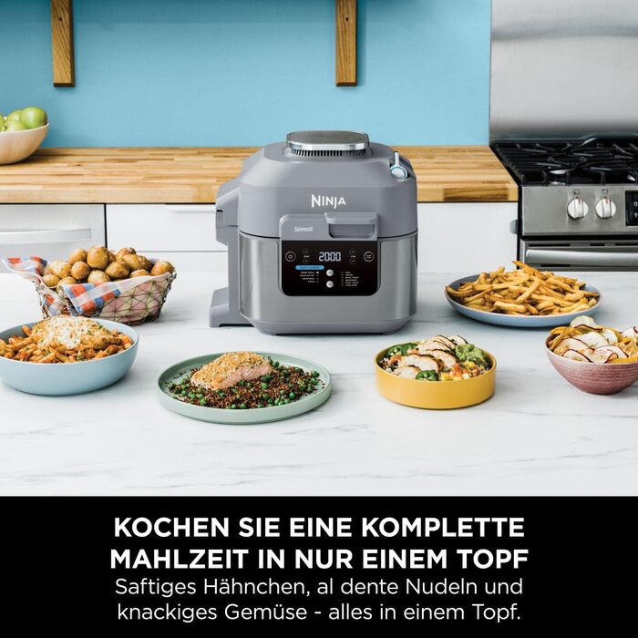Ninja Speedi Multi-Cooker, 5.7L, 10-in-1 MultiCooker, Air Fryer Hot Air Fryer, Slow Cooker Slow Cooking, Gift for Men/Women, Sea Salt Grey ON400EU 10-in-1 Sea Salt Grey
