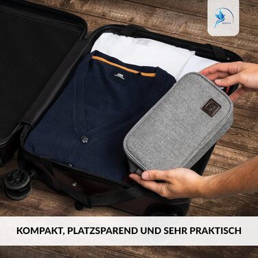 Чоловічий та жіночий туалетний набір Obics 8L XL - велика косметичка для подорожей з дзеркалом та 10 відділеннями для кемпінгу та подорожей (чорний, сірий)