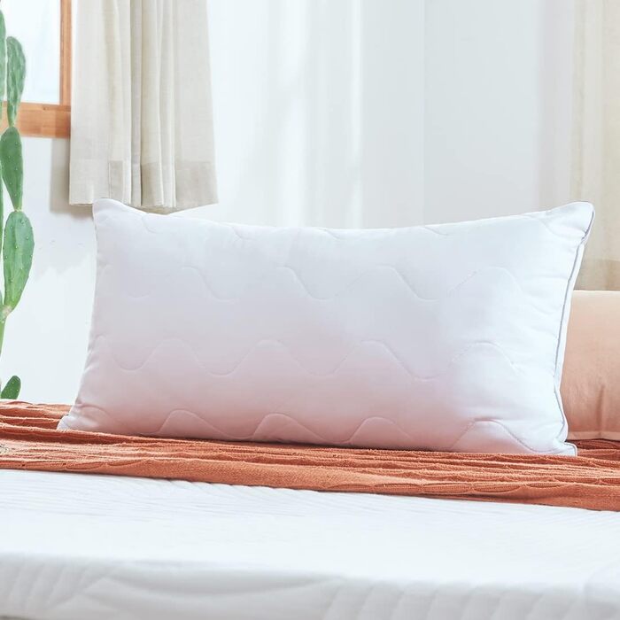 Sweetnight Pillow 40x80 Pillow for Side Sleepers Soft & Supportive Sleeping Pillow Washable Children's Pillow Double-Layer Quilted 800g Pillow Filling with Zipper (40 x 80 cm)