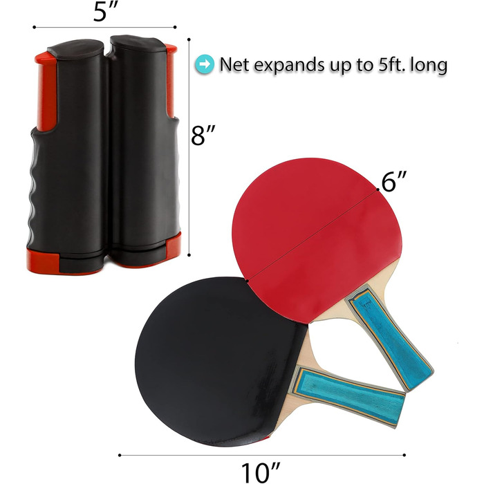 Набір для настільного тенісу Trademark Innovations Anywhere з ракетками та м'ячами (червоний)