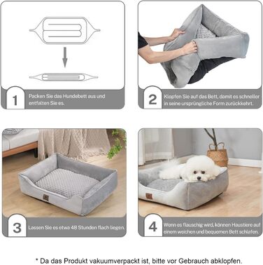 Snocyo Dog Bed - Small Dogs, Cat Bed - Fluffy and Cozy, Washable and Super Soft Dog Sofa Dog Cushion, Padded Dog Mat, Grey, 55×45×16cm