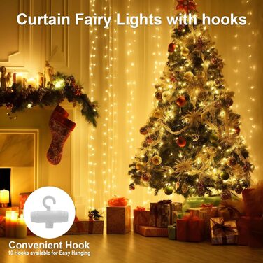 Ланцюжок LED-ліхтариків 2x2м, 200 LED, USB, тепле біле світло для декору свята, вечірки, Рамадану, весілля, кімнати