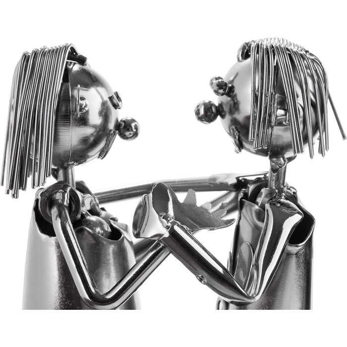 BRUBAKER Wine Bottle Holder, Loving Couple with Lantern for Tealight - Metal Sculpture Bottle Stand - 26.5 cm - Wine Gift for Couples, Pair Gift - with Greeting Card
