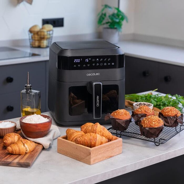 Cecotec 6L Hot Air Fryer Cecofry Experience Window 6000. 1300 W, PerfectCook Technology, adjustable temperature, window, touch control panel, 9 modes, timer, black | Window