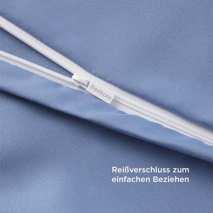 BEDSURE Комплект постільної білизни 135x200 4-х частинний, Шieferblau (Шиферно-блакитний) - 2 наволочки 135x200 см + 2 наволочки 80x80 см, Постільна білизна BEDSURE з мікрофібри, Поліестер, з блискавкою, ÖKO-TEX сертифікат