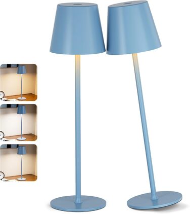 Набір з 2-х бездротових настільних LED світильників з акумулятором, сенсорне регулювання яскравості, 3 режими кольору, USB-C зарядка для спальні, обіднього столу, кемпінгу (Чорний)