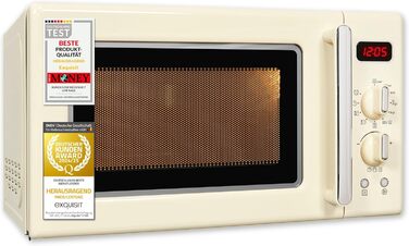 Мікрохвильова піч Exquisit Retro RMW720-3GDIG Creme, 20л, 700 Вт, 1000 Вт гриль, таймер, розморожування