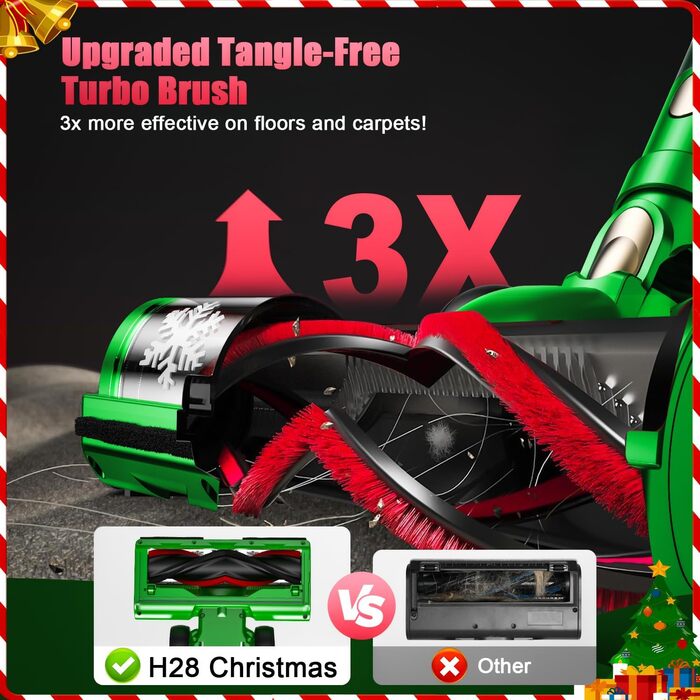 Бездротовий акумуляторний пилосос 48KPa/500W/55хв з LED-дисплеєм та зарядною станцією, для прибирання шерсті тварин, килимів, твердих поверхонь та авто, колір: зелений