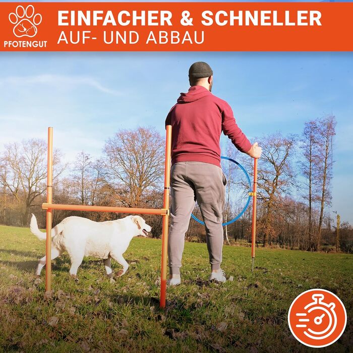 Набір для аджиліті для собак [11-TLG.] - універсальний набір з перешкодами, тунелем, слаломом та іншим для тренування та аджиліті собак - з аксесуарами та сумкою для транспортування, великий розмір