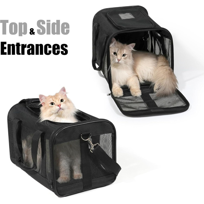 Транспортна переноска для собак та котів HITSLAM (M) Чорна, розкладний бокс, для подорожей, авіалінії