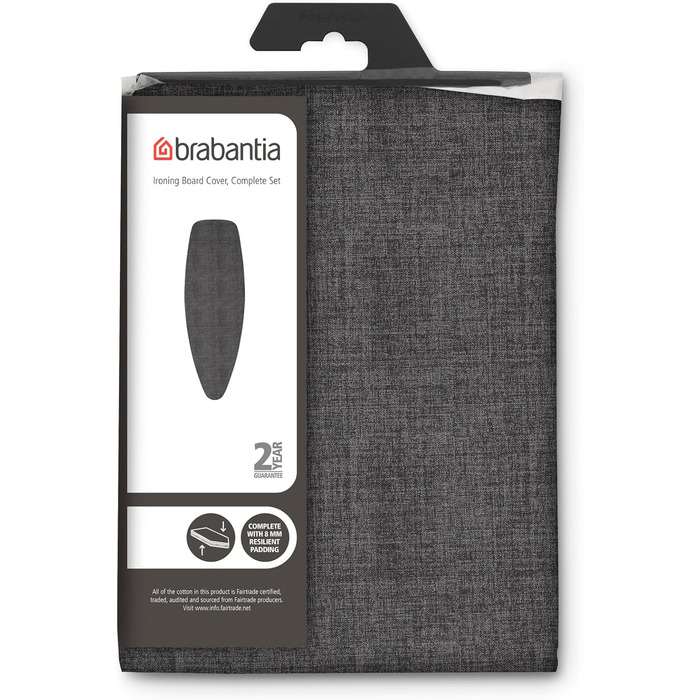 Чохол для прасувальної дошки Brabantia, бавовна, джинсовий чорний, розмір D (135 x 45 см), 8 мм піна, денім, чорний
