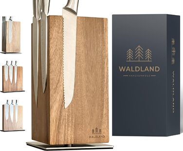 WALDLAND Premium Knife Block without Knives – Magnetic Knife Block made of exquisite and robust Acacia wood | Magnetic Knife Holder | Magnetic Knife Holder | Wooden Block