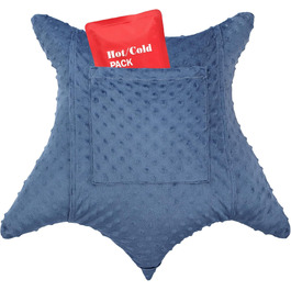 BNRendles Star-Shaped Hysterectomy Pillow for Abdominal Surgery with 2 Pockets, Hysterectomy Pillow, a Must-Have for Recovery, Post-Operation Gift, Abdominal Support Pillow, Minky Dot Denim Blue