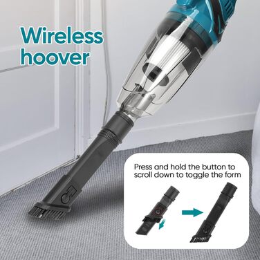 Акумуляторний ручний пилосос Makita 18V, 10000Pa, 4-в-1 для дому, авто, шерсті тварин, 0.75л (без акумулятора)