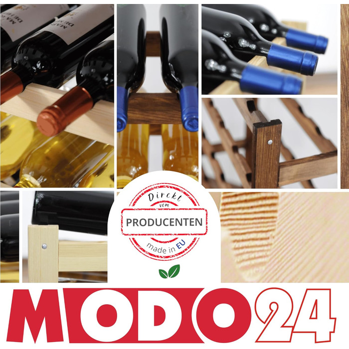 MODO24 Bottle Rack, Wine Rack Wood for 42 Bottles, Wine Cabinet, Wine Stand, Beverage Rack, Wine Bottle Holder, Bottle Organizer, Wine Cabinet, Dimensions 102x63x25 cm, Colors: Natural Wood