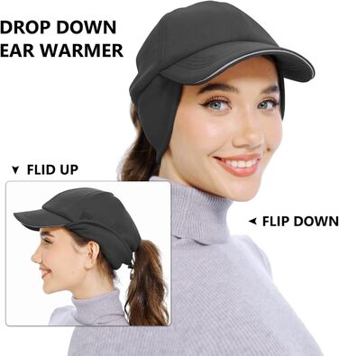 Шапка з флісу GADIEMKENSD для жінок з козирком, світловідбиваюча зимова шапка (55-58, Темно-сірий)