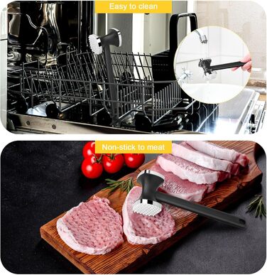 Подвійний молоток для м'яса з нержавіючої сталі, молоток для відбивання м'яса, для стейків, шніцелів, курки