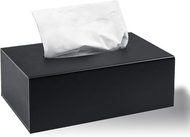NIXRET Cosmetic Tissue Box 25 * 13 * 9 cm Acrylic Tissue Dispenser, Tissue Box with Magnetic Cover for Dining Room, Bathroom, Bedroom, Car, Office, Matte Black