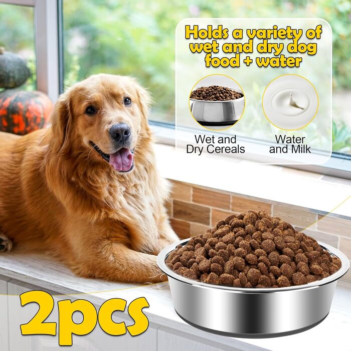 Набори мисок для собак з нержавіючої сталі (4 шт.) з антиковзким дном, для корму та води, підходять для собак маленьких, середніх та великих порід. Миски для собак з нержавіючої сталі, об'єм 900 мл.