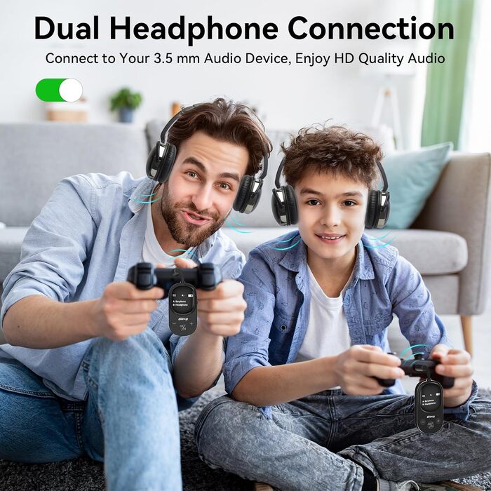 Bluetooth-адаптер 2-в-1 (передавач та приймач) з OLED-дисплеєм, aptX Low Latency, роз'єм 3.5 мм Jack для ТБ, літака, навушників та AirPods, чорний