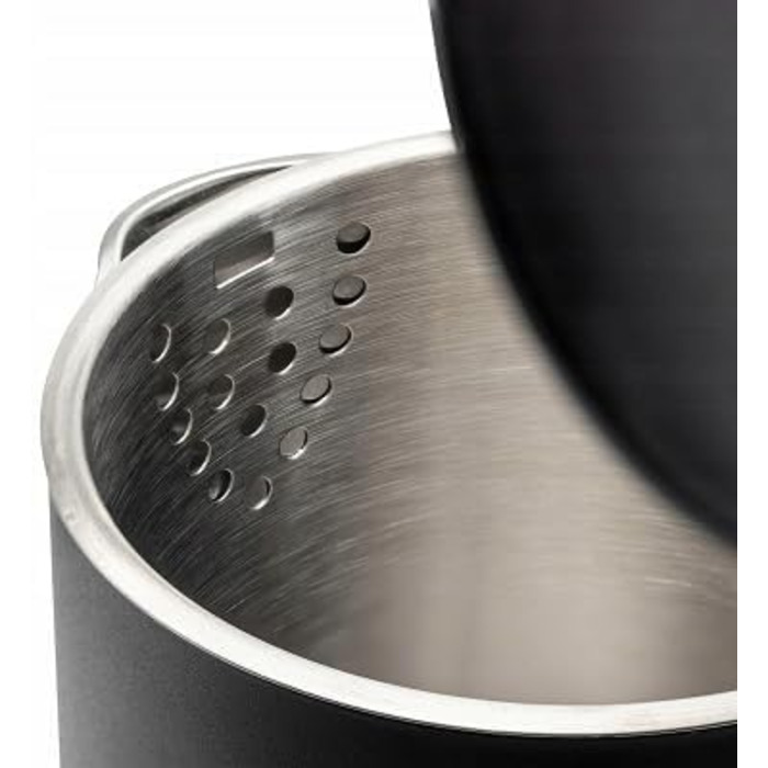 Електричний чайник 1.7 л з тачскріном, 2200 Вт, регулювання температури (40–100°C), 5 програм, підтримання тепла, нержавіюча сталь, бездротовий, чорний