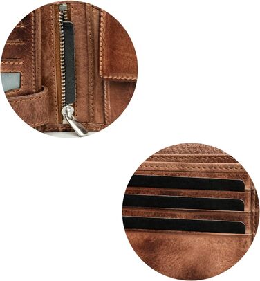Fa.Volmer® Leather Wallet for Men with RFID Protection | Extra-Stable Double Stitch | 9 Card Slots | Landscape Format | VO11 RFID Various Colors (02 brown (+RFID))