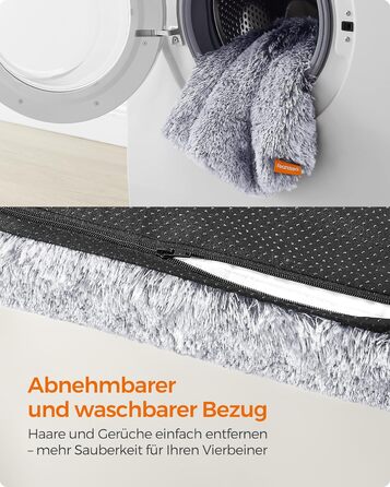 Feandrea Dog Bed, orthopedic dog cushion, padded with convoluted foam, removable and washable cover, size M, for small and medium dogs, 80 x 50 x 8 cm, PGW211G02 (L 95 x W 60 x H 8 cm, Ombré Gray)
