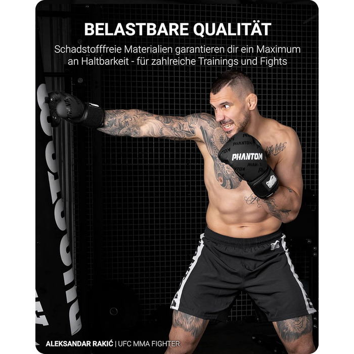 Боксерські рукавички Phantom Apex | MMA, тайський бокс | Чоловічі (Velcro, чорний, 14 Oz)