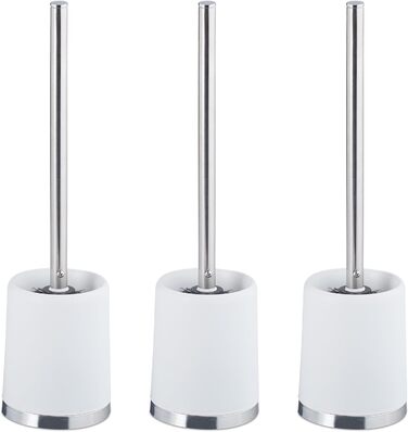 Набір з 3 туалетних щіток Relaxdays з тримачем, знімний наконечник, Ø 7 см, білий