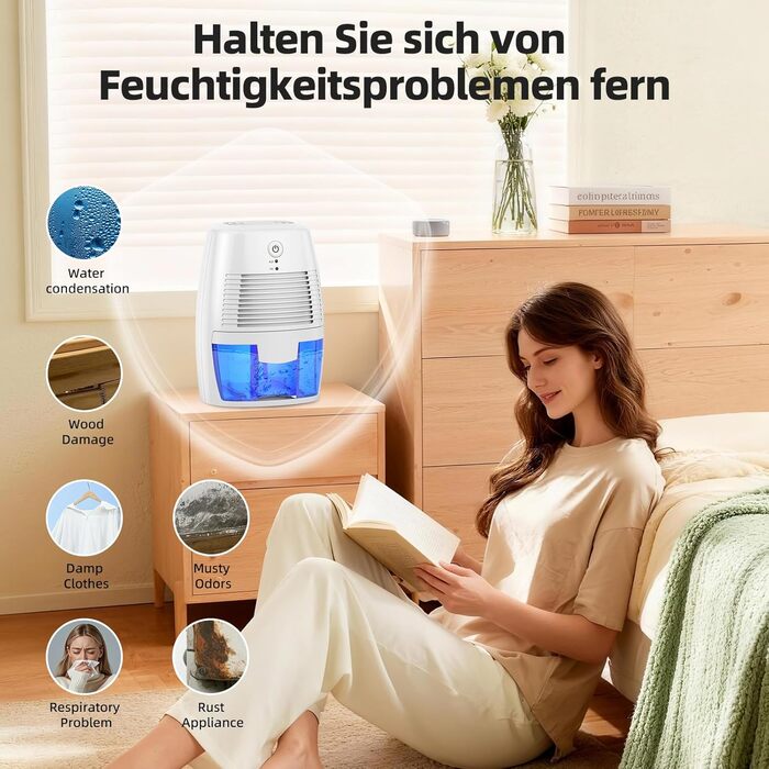 Електричний осушувач повітря 1300 мл - портативний, тихий, для спальні, ванної кімнати та шафи