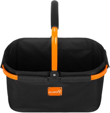 Кошик для покупок ALUBOX 25 літрів BLACK EDITION - поліестер чорний, рама алюмінієва оранжева