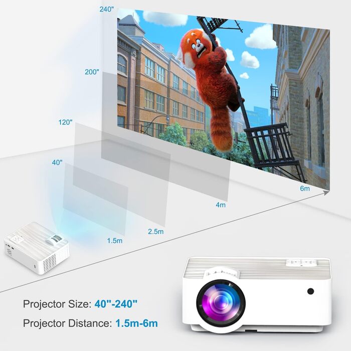 HOPVISION Beamer: Міні проєктор Full HD 1080P з Bluetooth 5.1 та 4K підтримкою, 9000 Lumens, для дому та вулиці, сумісний зі смартфонами, HDMI, USB, Pad, Fire Stick, PS5