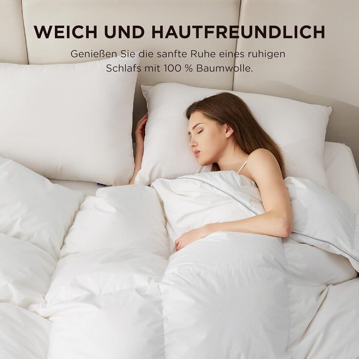 BEDSURE Down Comforter 220x240 Winter Bed Comforter - Feather Bed Comforter Öko-Tex Certified, Warm Winter Comforter 90% Down and 10% Feathers 1690 gr. Filling, Down Stepped Comforter White 01white - Warm Down Comforter (90 Down / 10 Feathers) 240 x 220 cm