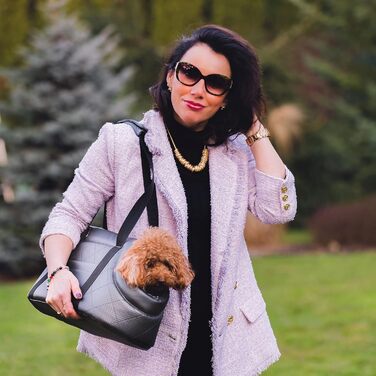 Сумка-переноска для собак та котів | Сумка-переноска на плече для тварин до 15 кг | Чорний колір, матеріал: штучна замша (вельвет), розмір L