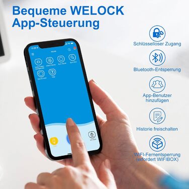 Електронний замок WELOCK ToucA51 з відбитком пальця, PIN-кодом, RFID, Wi-Fi, для дверей 30-70 мм