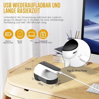 Електричний видальник ворсу з LED-індикаторами, USB, 2000mAh, 6-лезові клинки, 3 швидкості, для різних тканин (чорний, золотий)