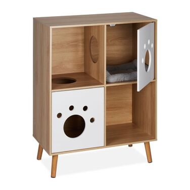 Relaxdays Cat Cabinet with 4 Compartments