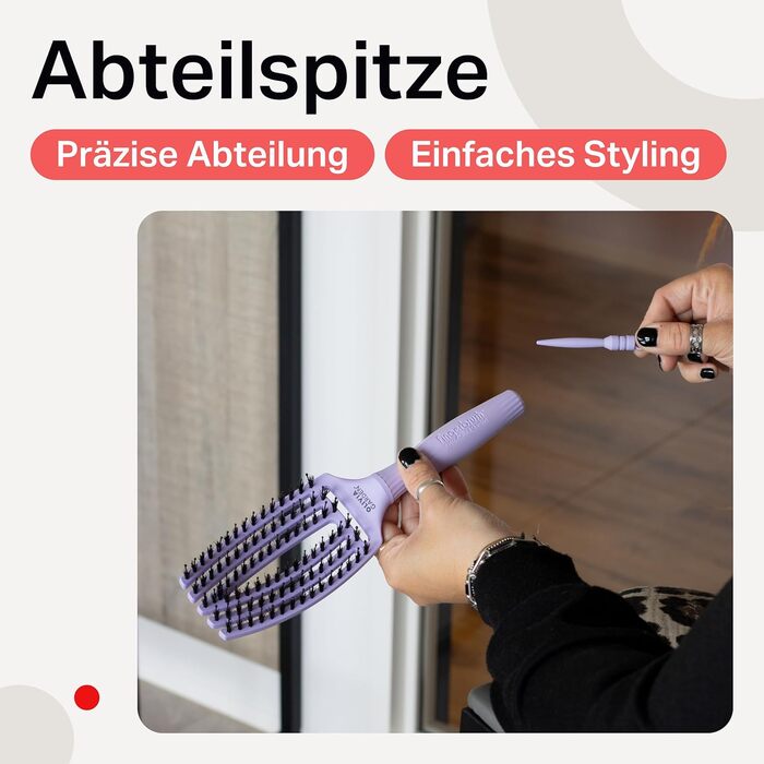 Щітка для волосся Olivia Garden Care Iconic з щетиною кабана та нейлону для блиску та гладкого укладання (лавандовий, середній)