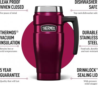 Термос König Travel Mug з нержавіючої сталі - Матовий чорний (470 мл) - Himbeere