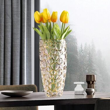 Кришталева ваза ручної роботи з золотим декором, 30 см - сучасний дизайн для дому